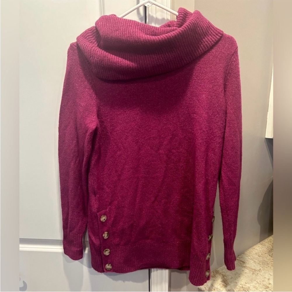 Women’s Loft Sweater Small Cowl Neck Fuchsia
